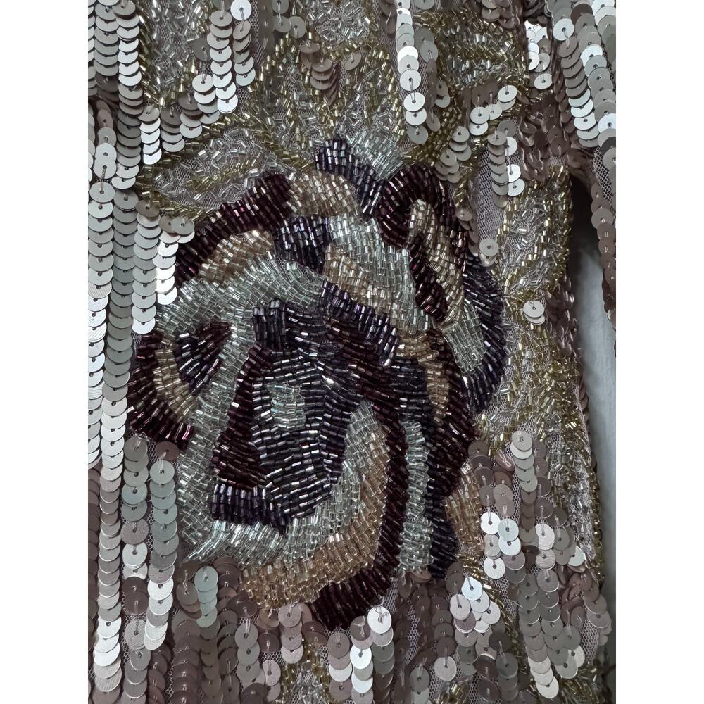 NWT Mac Duggal Floral Sequined Beaded Midi Dress Size 4 - Picture 9 of 16